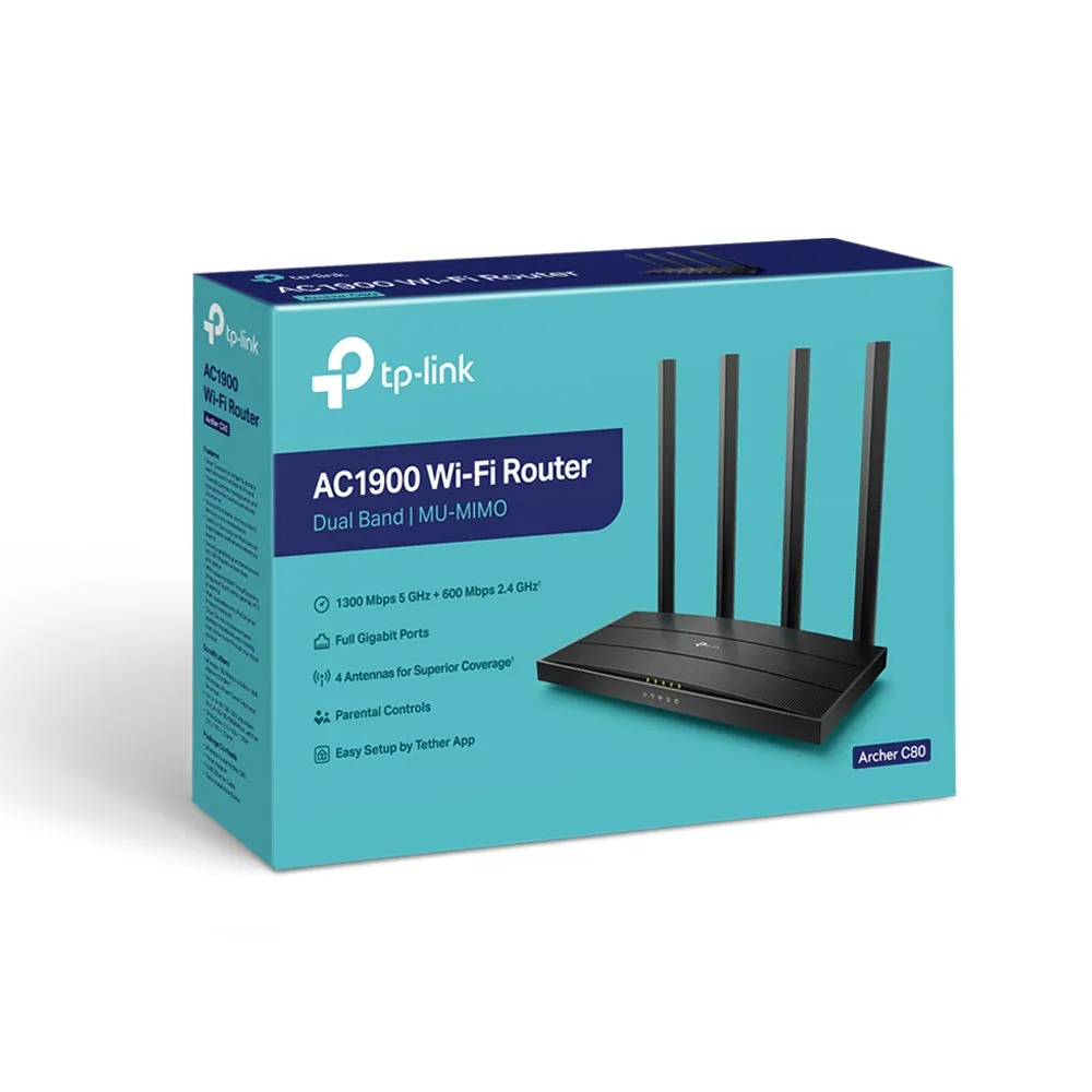 Tp-Link Archer C80 Wireless Router Gigabit Ethernet Dual-Band (2.4 Ghz / 5 Ghz) Black