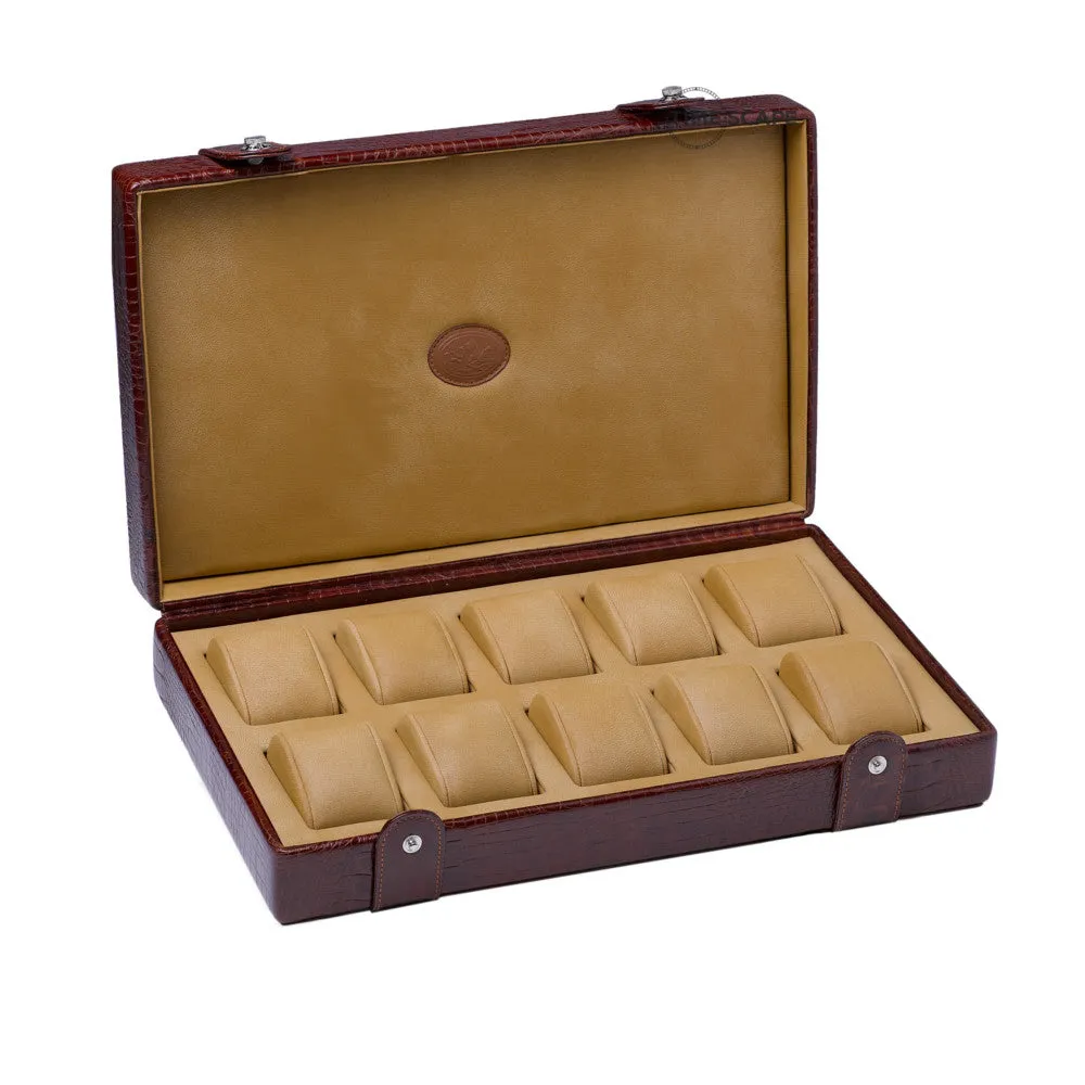 UNDERWOOD (LONDON) - 10-Unit Croco Watch Box  | UN211/CBRW