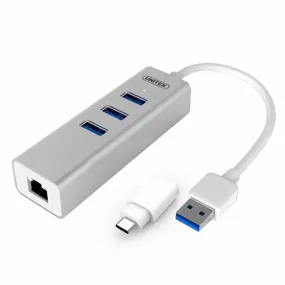 Unitek 4-in-1 USB 3.0 Ethernet Hub with USB-C Adapter Y-3083B