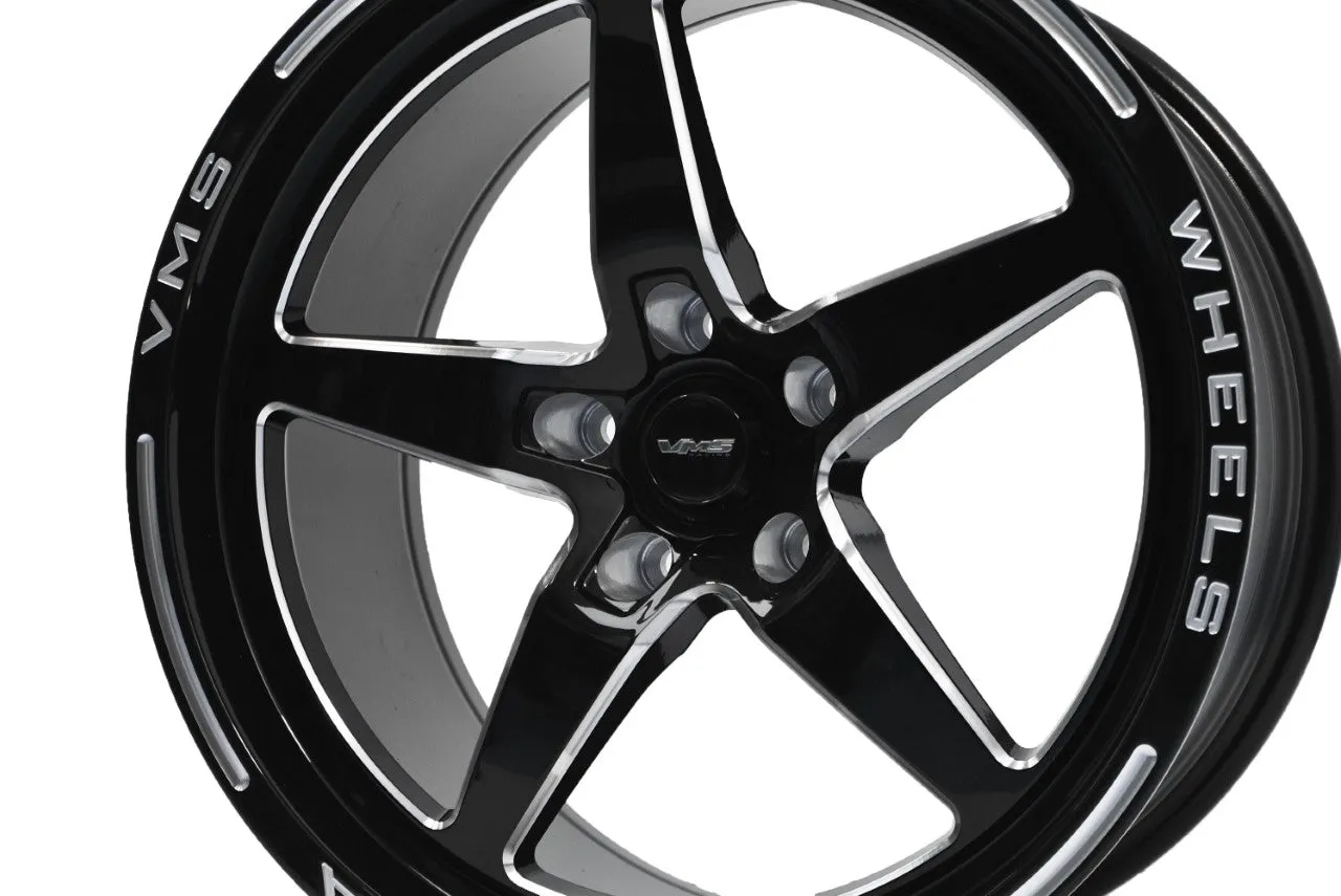 VMS Wheels Star 18x9.5 5x114.3  35 Offset Black Milling Finish - VWST038