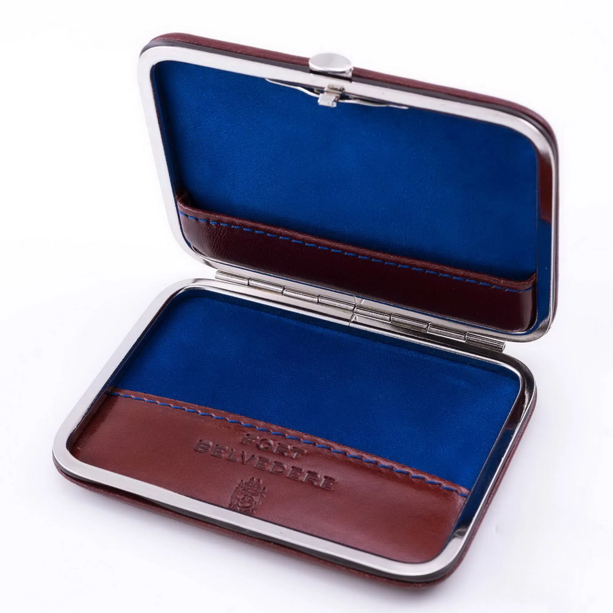 Whisky Brown & Blue Leather Business Card Case