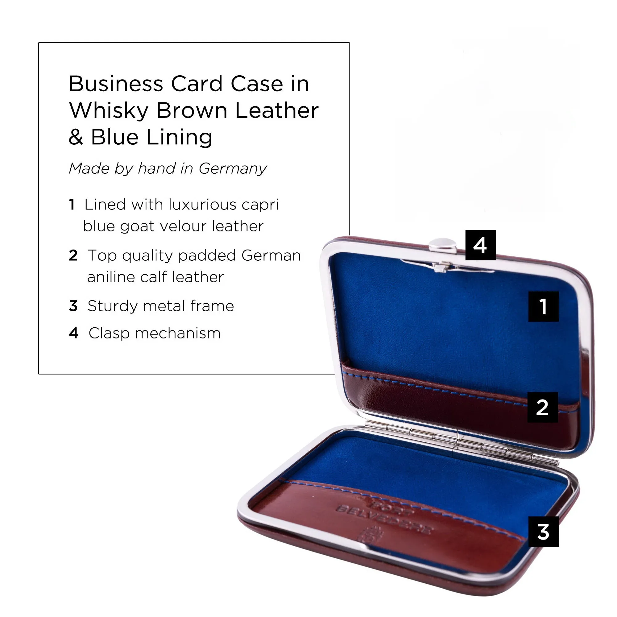 Whisky Brown & Blue Leather Business Card Case