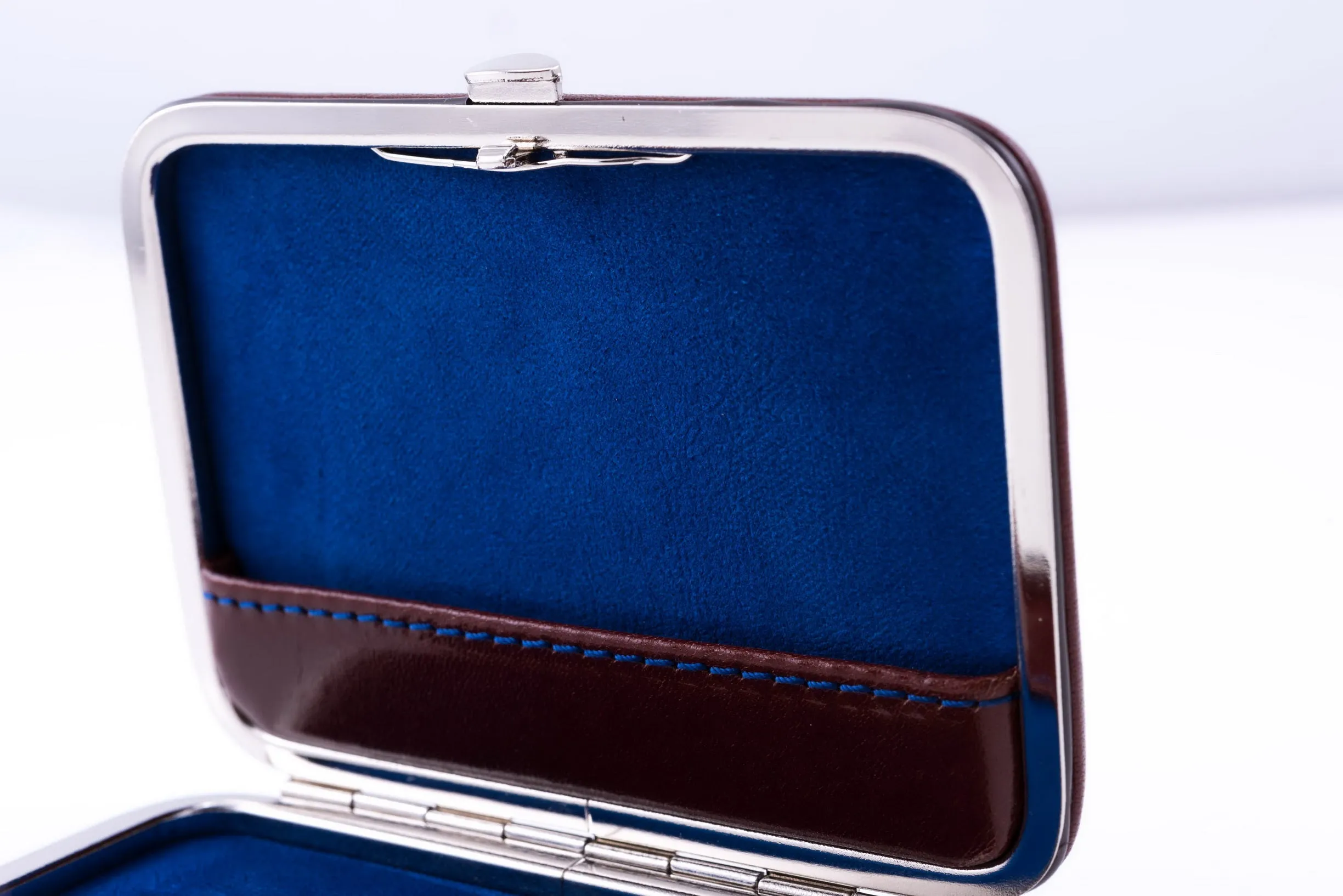 Whisky Brown & Blue Leather Business Card Case