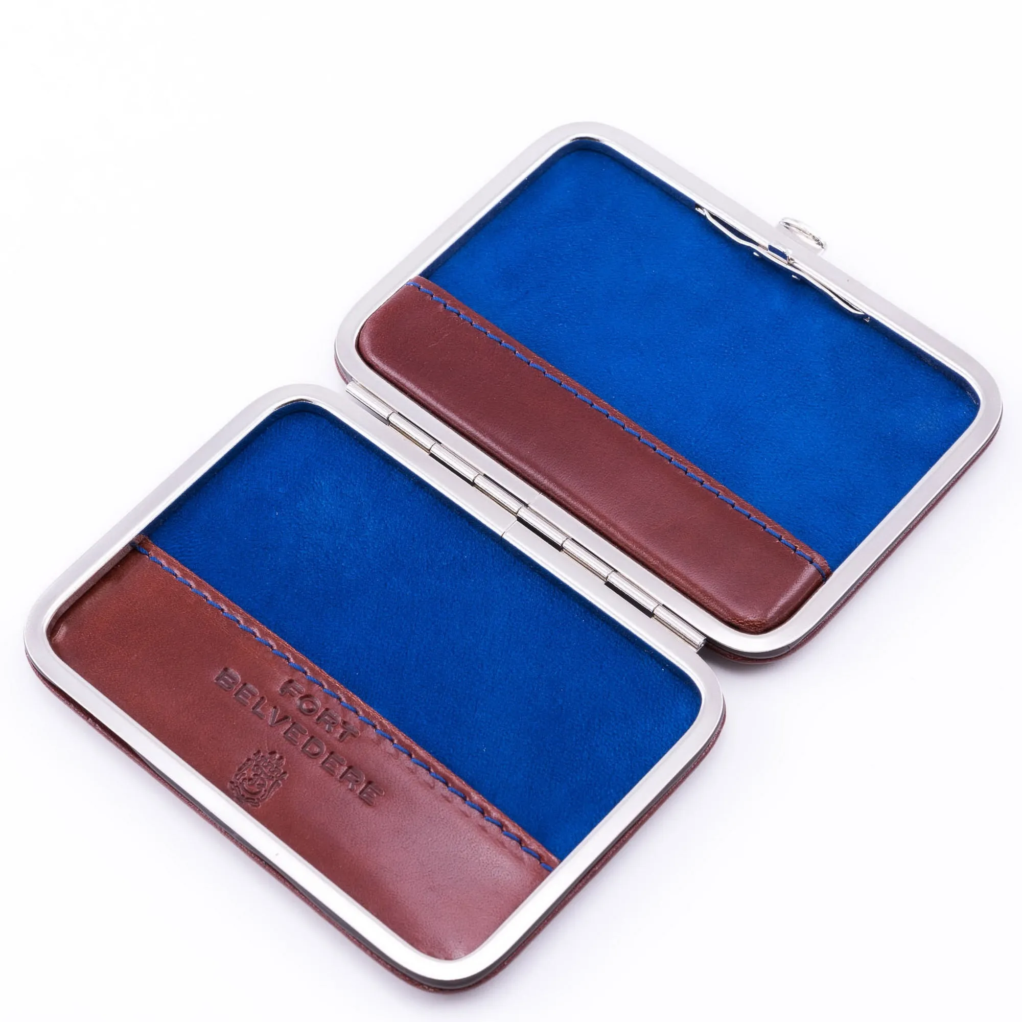 Whisky Brown & Blue Leather Business Card Case