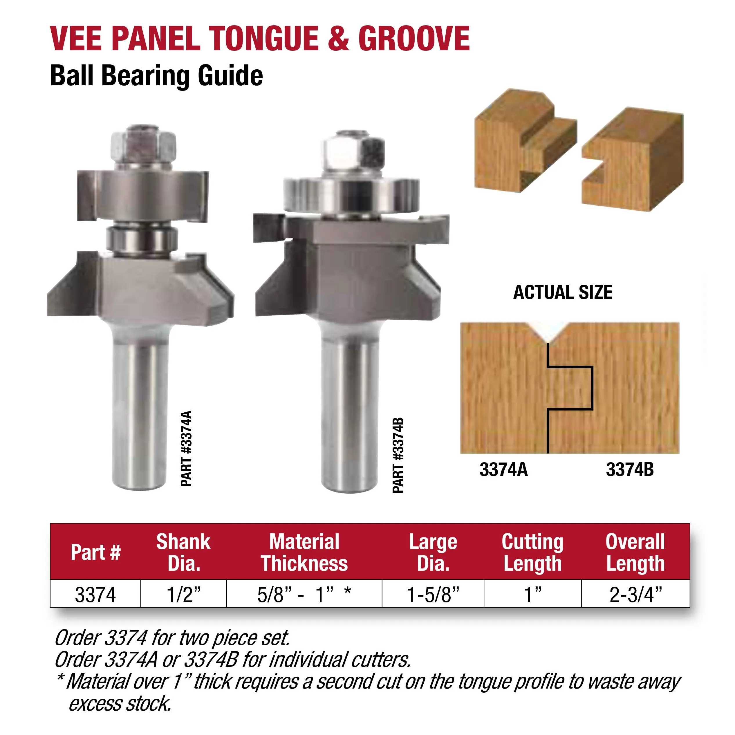 Whiteside, Tongue & Groove Router Bits