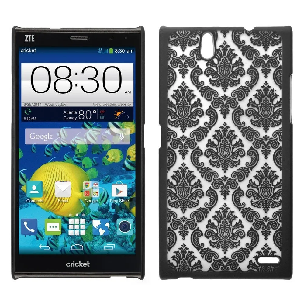 ZTE ZMAX Damask Vintage Case, Ultra Slim Case Cover for ZMAX - Black